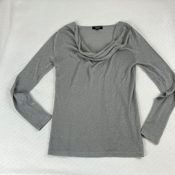 Holiday Shimmer Silver Metallic Sparkle Sweater - Picture 2 of 7